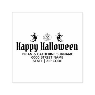 Happy halloween häxpumpa returadress självfärgande stämpel