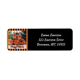 happy halloween Hay Bale Art Label Returadress Etikett
