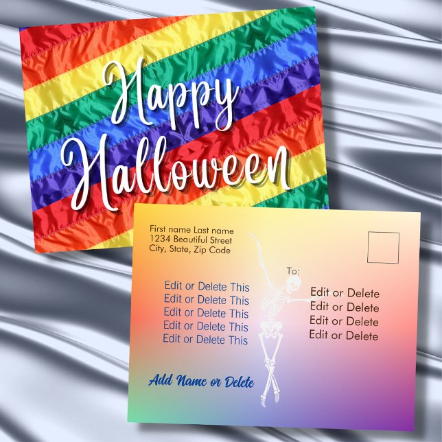 Happy halloween HBT-flagga för homosexuella regnbå Vykort (Skapare uppladdad)