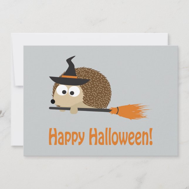 Happy halloween! Hedgehog häxa Inbjudningar (Framsida)