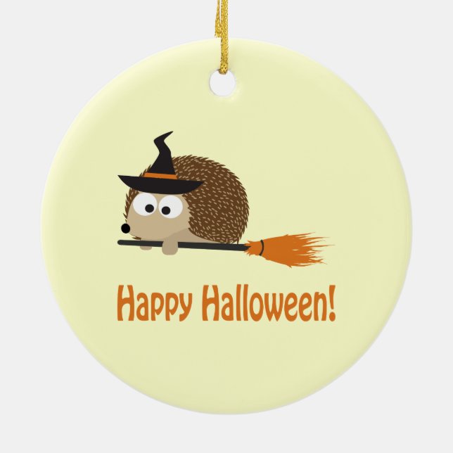 Happy halloween! Hedgehog Witch Julgransprydnad Keramik (Baksidan)