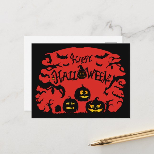 Happy halloween helg vykort (Fram/Back In Situ)