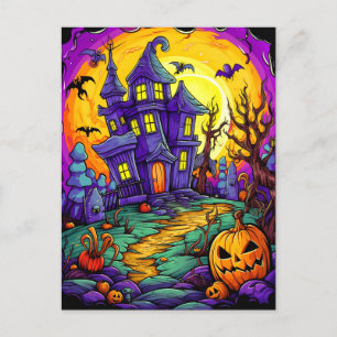 Happy halloween Hemma hus Vykort