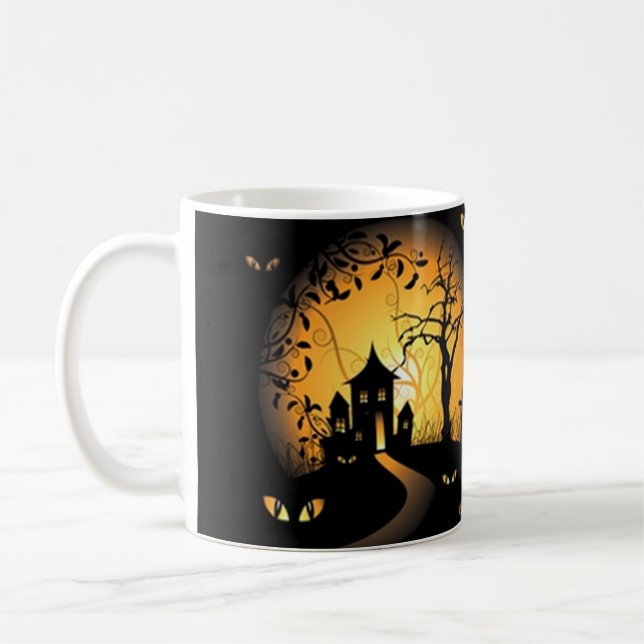 Happy halloween, hemsökt House Creepy-talesoky Mug Kaffemugg (Vänster)