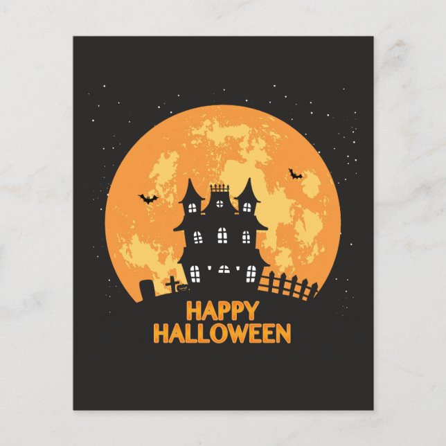Happy halloween hemsökt hus flygblad (Framsidan)