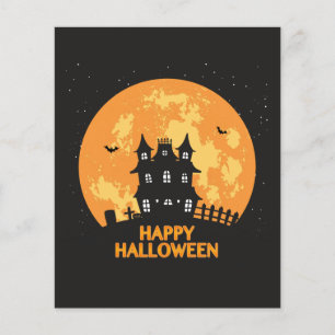 Happy halloween hemsökt hus flygblad