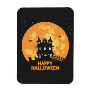 Happy halloween hemsökt hus magnet