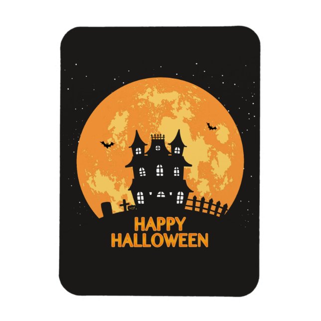Happy halloween hemsökt hus magnet (Vertikal)