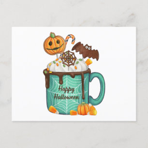 Happy halloween Hett Chocolate Mugg och Candy Helg Vykort