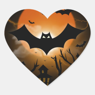 Happy halloween hjärtformat klistermärke