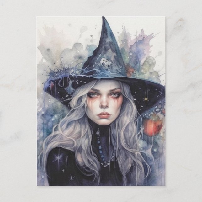 Happy halloween | Hösten Witch Vykort (Framsida)