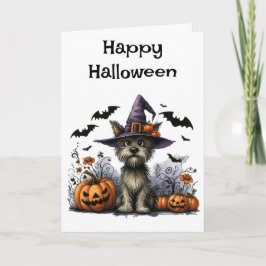 Happy halloween Hund i ett Witch Hat Kort
