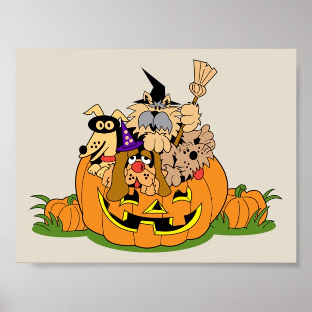 Happy halloween Hundar i Pumpkin Poster (Framsidan)