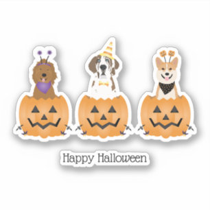 Happy halloween Hundar i pumpor Klistermärken