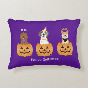 Happy halloween Hundar i pumpor Prydnadskudde