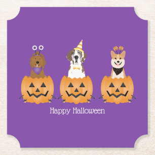 Happy halloween Hundar i pumpor Underlägg Papper
