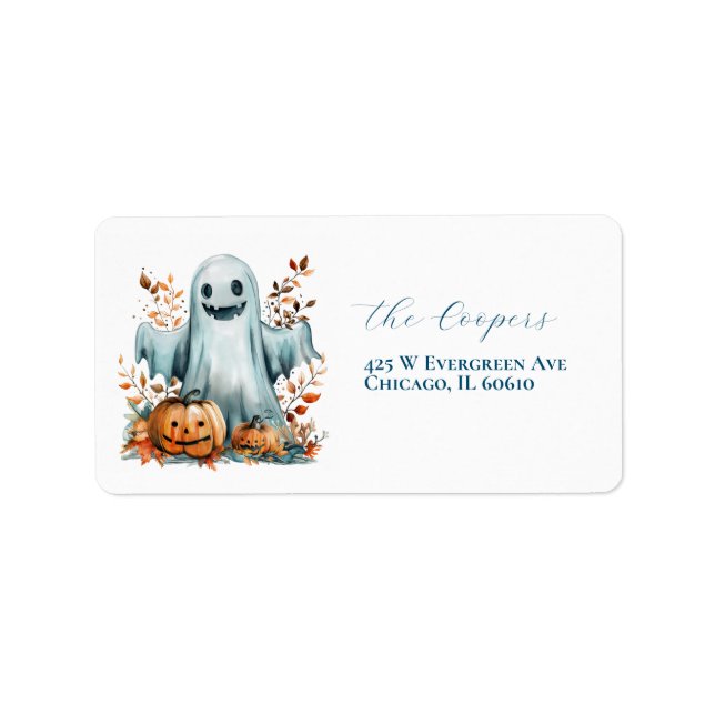 Happy halloween I Ghost Returadress Adressetikett (Framsidan)