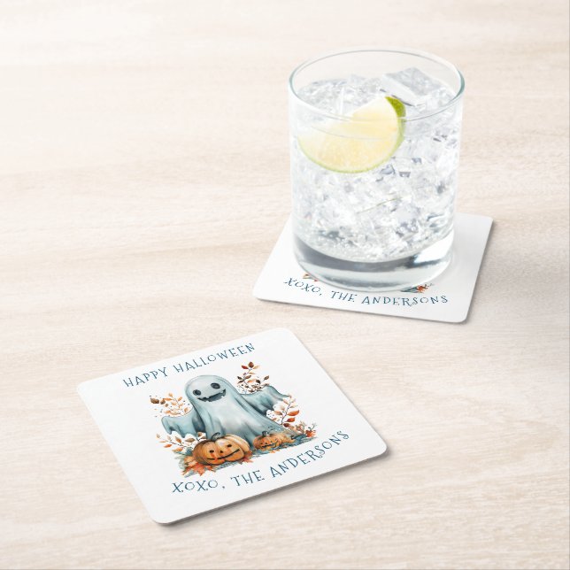 Happy halloween I Ghost Underlägg Papper Kvadrat (Insitu)