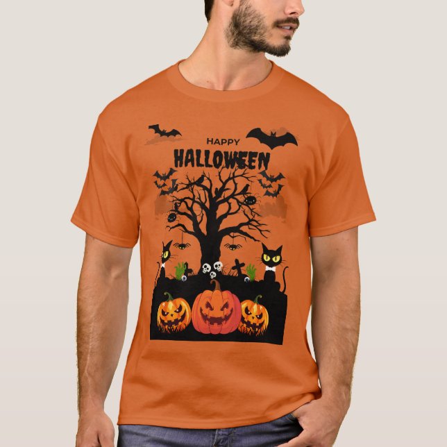 happy halloween i sökteckensnitt t shirt (Framsida)