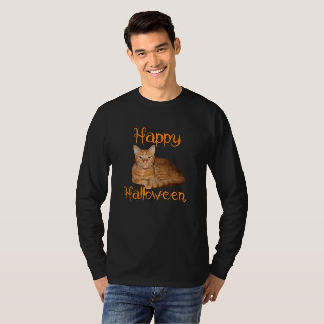 Happy halloween, icke-Scary Orange Tabby katt T Shirt (Hel framsida)