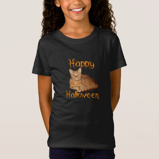 Happy halloween, icke-Scary Orange Tabby katt T Shirt (Framsida)