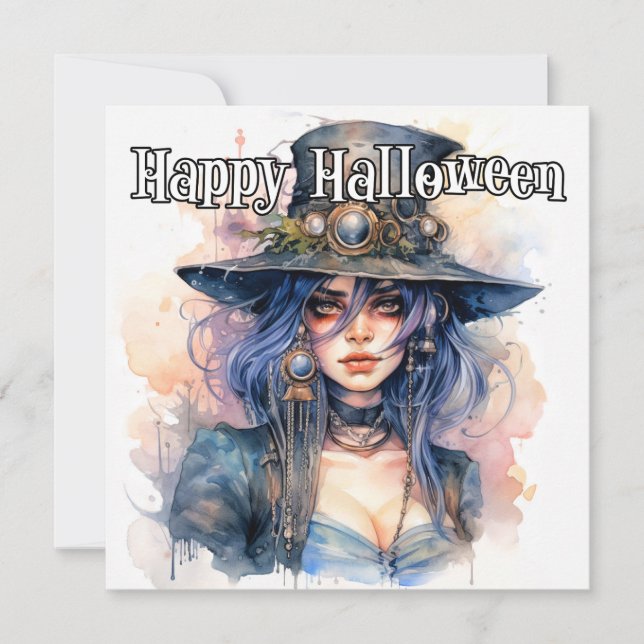 Happy halloween | Illustration av Steampunk Witch Kort (Framsida)