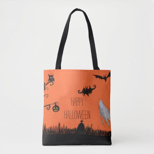 Happy halloween Illustration Tote Bag Tygkasse (Framsida)