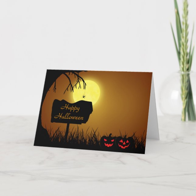 Happy halloween Jack Lantern Pumpkins Card Kort (Framsida)