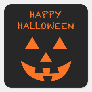 Happy halloween Jack O’ Lantern Ansikte Roligt Hal Fyrkantigt Klistermärke