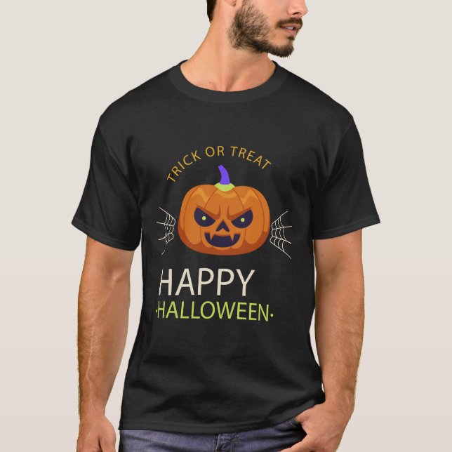 Happy halloween Jack-o'-Lantern Bus eller godis T Shirt (Framsida)