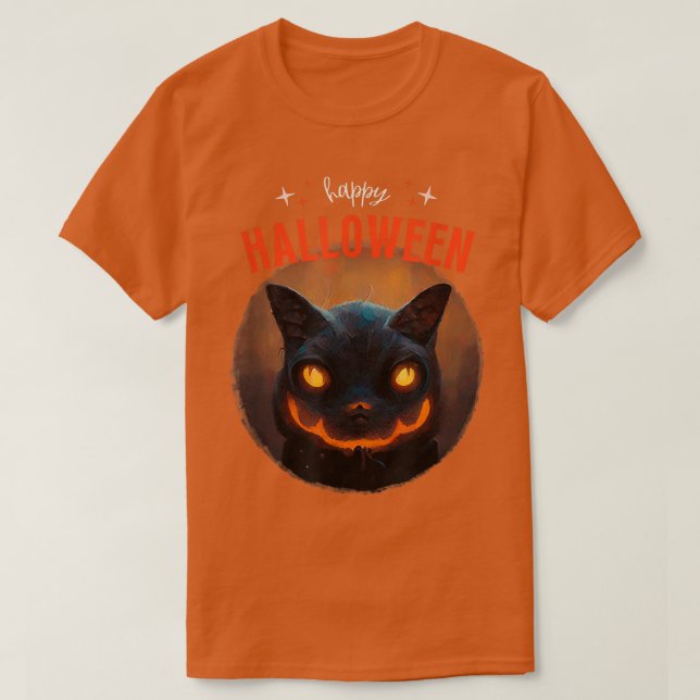 Happy halloween Jack o lantern Cat T Shirt (Design framsida)