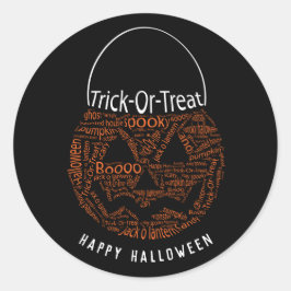 Happy halloween Jack o lantern Ord Art Orange Runt Klistermärke