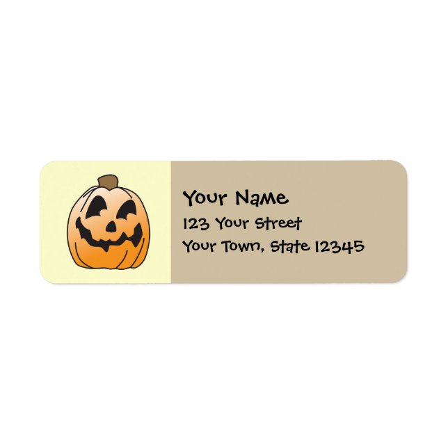 Happy halloween Jack-O-Lantern Returadress Etikett (Framsidan)