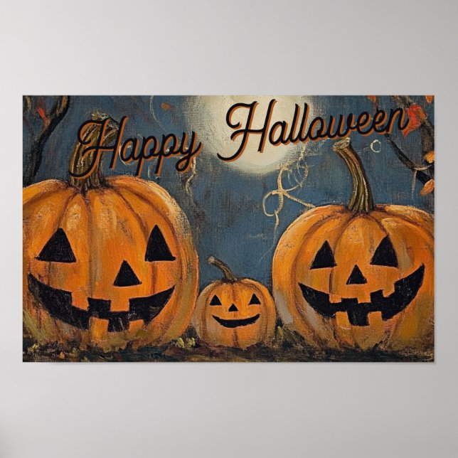 Happy halloween Jack O' Lanternglöd Poster (Framsidan)