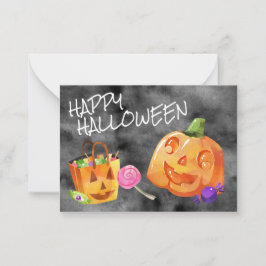 Happy halloween Jack O'Lantern Candy Orange Black Anteckningskort