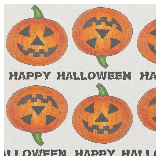 Happy halloween Jack o'Lantern Carved Pumpkin Tyg (Närbild)