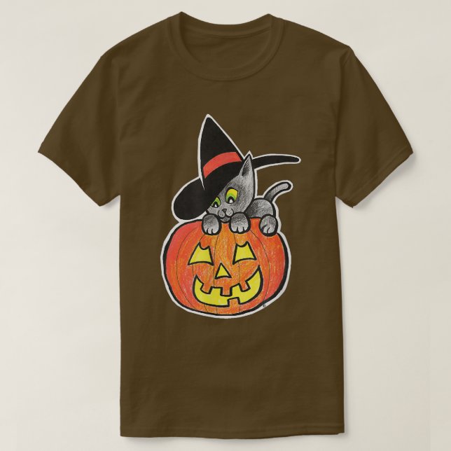 Happy halloween JackO'Lantern Black Kattunge Witc T Shirt (Design framsida)