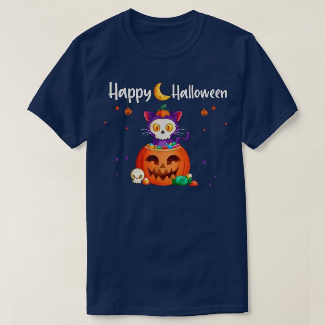 Happy halloween JackOLantern Pumpkin Cat Funny Hal T Shirt (Design framsida)