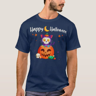 Happy halloween JackOLantern Pumpkin Cat Funny Hal T Shirt