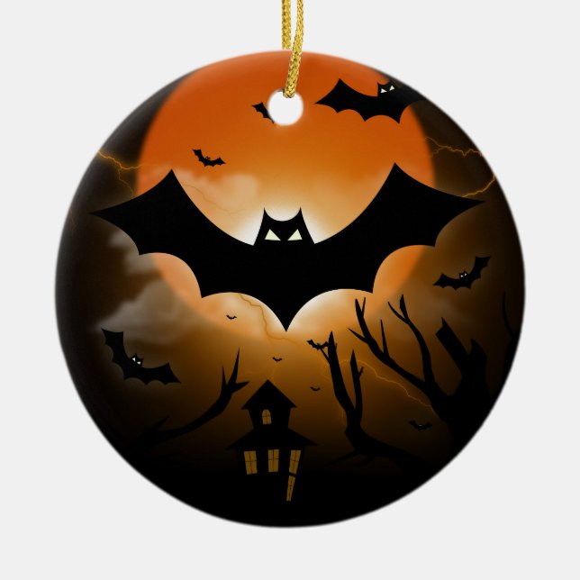 Happy halloween julgransprydnad keramik (Framsidan)