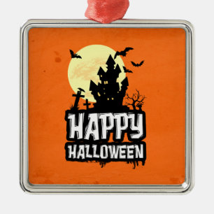 Happy halloween julgransprydnad metall