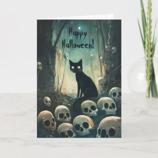 Happy halloween Katt bland Döskallar Tack Kort