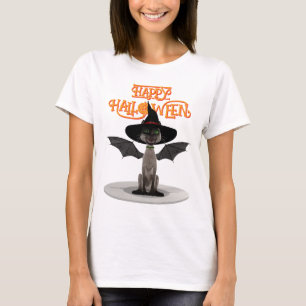 Happy halloween. Katt med vingar och häxhatt T Shirt