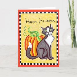 Happy halloween Katt- och fempunktsgratulationskor Tack Kort