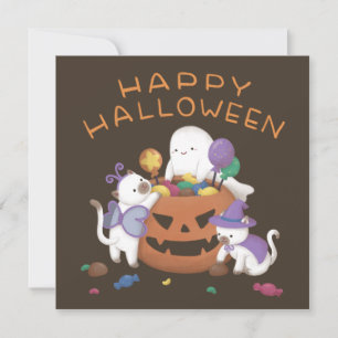 Happy halloween: Katter och gäster Kort