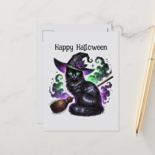Happy halloween-kattstavelse bokar helg vykort