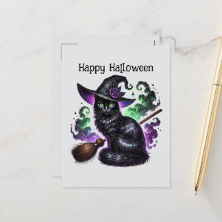 Happy halloween-kattstavelse bokar helg vykort