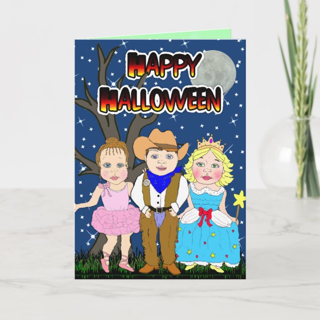 Happy halloween Kid Cowboy, Princess Ballerina Kort (Framsida)