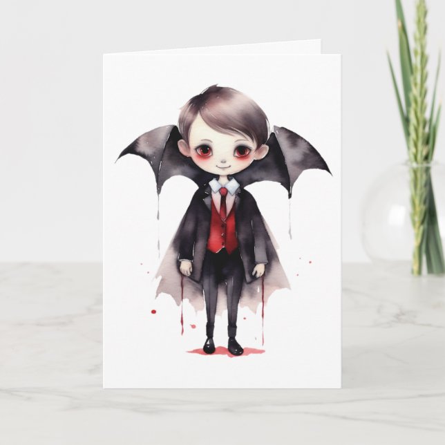 Happy halloween Kid Vampire Hälsning Kort (Framsida)