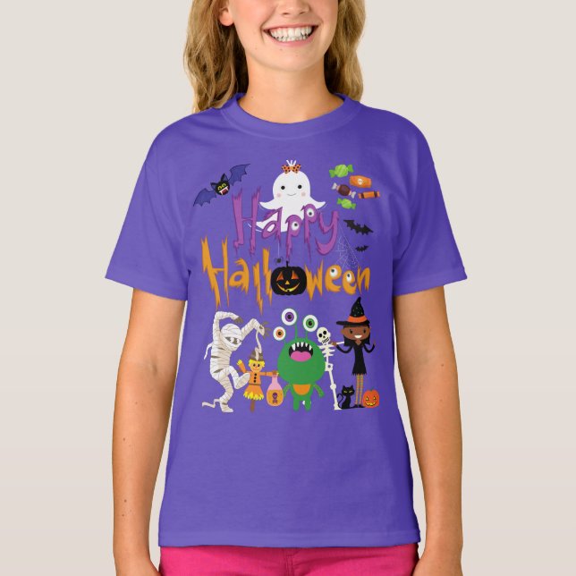 Happy halloween Kids Cute och Spooky T Shirt (Framsida)